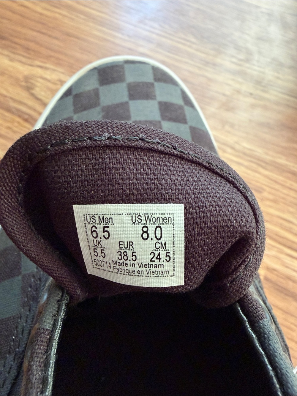 Vans Checkerboard Canvas Low-Top Sneakers - Black & Gray - Picture 12 of 13